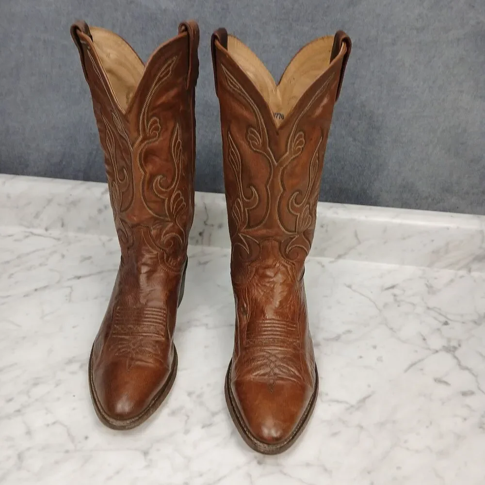 Nocona Men’s 10D Brown Leather Cowboy Western Boots USA Made